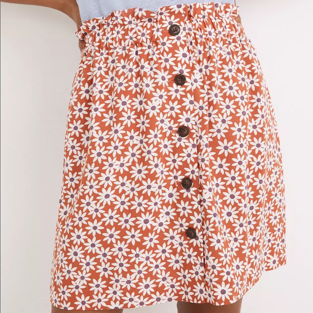 Madewell button front paper bag waist daisy print mini skirt - XXL